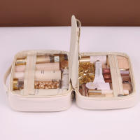 Bolso De Maquillaje Para Mujer Organizador De Viaje Impermeable De PU Cuero Con Compartment Multiuso Cierre De Cremallera - details 7