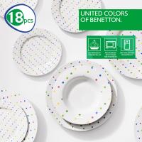 Set de Vajilla de Porcelana Casa Benetton Diseño de Puntos de Colores - 18 Piezas - details 1