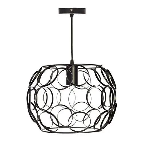 TECNOLUX EURO Lámpara colgante moderna Rosca E27 metal para el Restaurante o Dormitorio Sala de Estudio Loft Pasillo color negro 30cm diámetro - 1