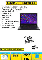Ordenador Portátil Lenovo thinkpad 13 intel celeron 3865u 8 gb Ram 128 gb ssd windows 11 - details 0