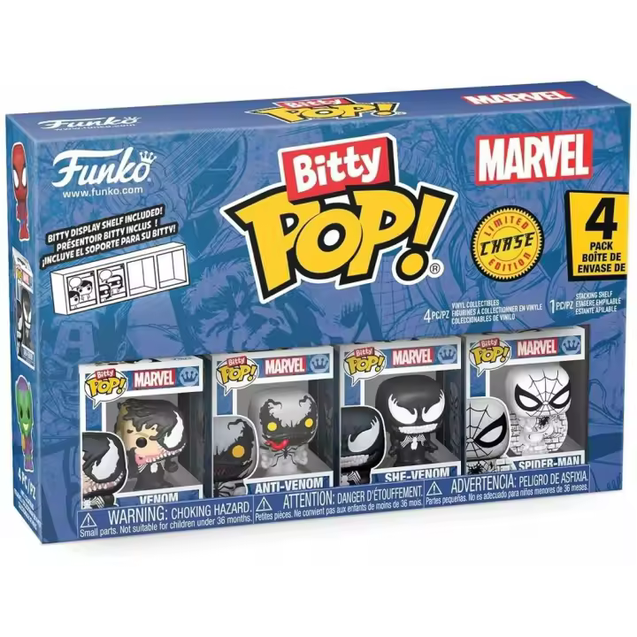 Funko Bitty Pop Marvel Spiderman Pack 4 con Venom Juguetes FUNKO - 1