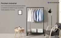 SONGMICS Burro Ropa, Perchero Burro con Ruedas, Capacidad de Carga de 90 kg, Perchero con Barra para Colgar, Estante de Almacenamiento, Estilo Industrial, Negro/Blanco - details 0