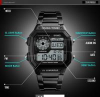Reloj Deportivo Digital Skmei De Lujo Con Correa De Acero Inoxidable Resistente Al Agua 5Bar Luz Trasera Alarma Y Cuento Regreso Para Hombre - details 8