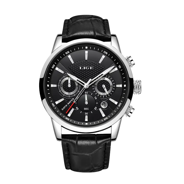 Reloj De Pulsera Para Hombre LIGE Clásico Retro Automático De Cuero Genuino Impermeable Militar Con Torbión Y Calendario Lunar - 1