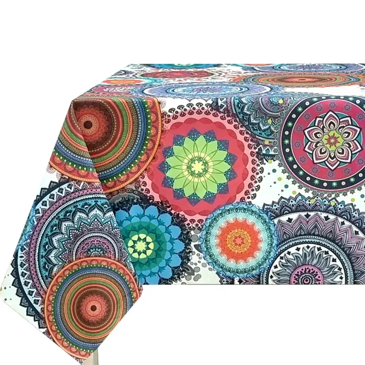 Mantel antimancha, Elegante, Para mesa rectangular, Comedor, Cocina, Impermeable, Fiesta, multicolor,Mandala  DAE-Arana - 1