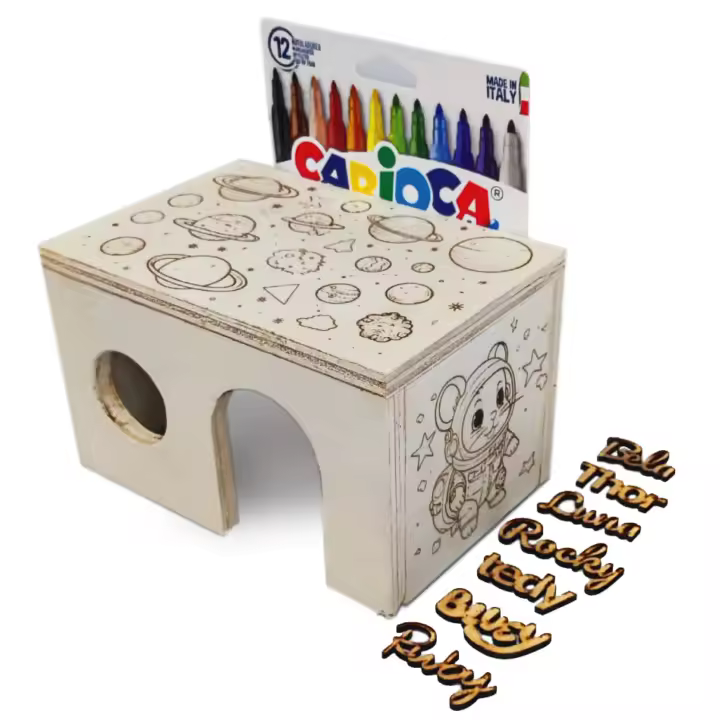 nestQ Casita Hamster para Niños con Rotuladores de Colores y Nombre Personalizado - Fomenta la Creatividad - 1