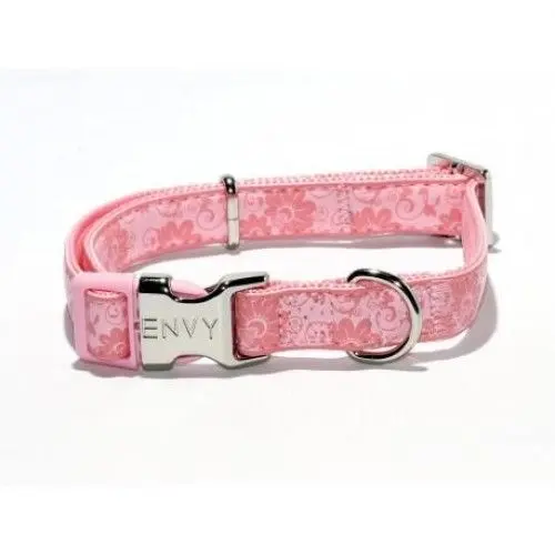 COLLAR ROSA DE PIEL SINTÉTICA PARA PERROS. COLLAR ESTAMPADO CON HEBILLA CLICK Y DISEÑO MODERNO. - 1