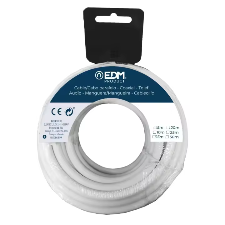 carrete manguera tubular 2x1mm blanca 15m - 1