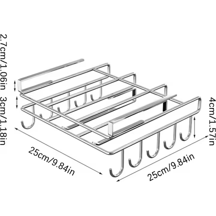 Barra de Ganchos para utensilios de cocina, with 10 Ganchos, Barra para Colgar/soporte para sartenes/portavascos/portacuchillos/soporte para utensilios de cocina para cocina y baño - 1