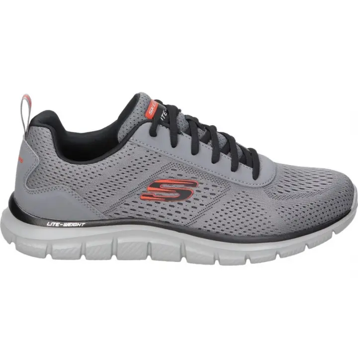 SKECHERS | Zapatillas Skechers Track Leshur para Hombre – Deportivas en Color Gris con Detalles en Naranja – Sneakers con Cordones – Memory Foam – Apto para Lavadora – Lite Weight – Modelo 232758-CCOR - 1
