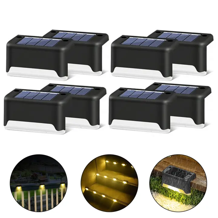 Lámparas solares led para jardín 4/8/12/16 unids Luz de escalera impermeable decoración patio iluminación exterior de pared - 1