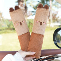 Cubre Volante De Coche De Peluche Capybara Accesorios De Cinturón De Asiento Soporte Colgante Para Auto Decoración Vehicular - details 10