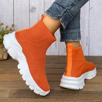 Botas De Invierno Para Mujer Calidad Superior Tejidas Botines Chelsea Moda Confort Medio Tacón Material Synthético Forro Poliéster - details 10