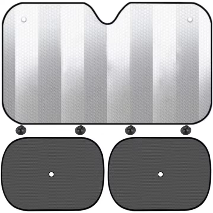 Parasol delantero 130x60 más 2 parasoles laterales para ventana - Parasol trasero para coche - 1
