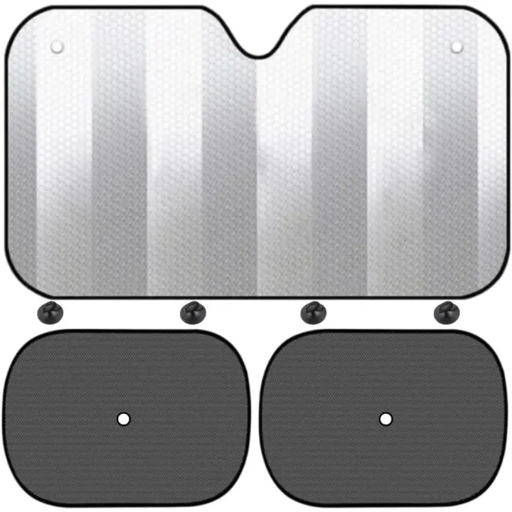 Parasol delantero 130x60 más 2 parasoles laterales para ventana - Parasol trasero para coche - 1
