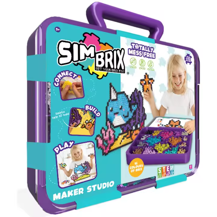 Simbrix Estudio 3D Con Tres Tematicas Diferentes Animales Acuáticos, Jardín Mágico Y Brillo Galáctico. Incluye 1200 Bricks. (Bizak 64008003) - 1