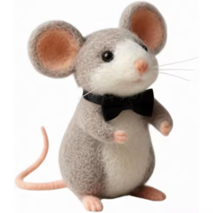 Adornos de ratones de fieltro para San Valentín, adorno de ratón de fieltro de lana hecho a mano, adorable muñeco de ratón de fieltro con aguja, regalos de San Valentín, aniversario, Pascua y artículos para fiestas de boda. - 1