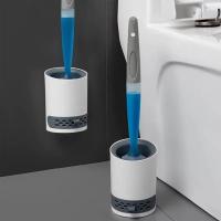 Juego De Cepillo De Inodoro Para El Hogar Con Soporte Montado En La Pared Silicone Recargable Para Limpieza De Esquinas Herramientas De Baño - details 0