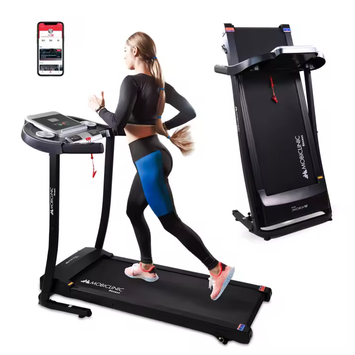 Mobiclinic Cinta correr plegable Bluetooth altavoz 12km/h Sistema elevación App pantalla LCD 139x61x113 cm Silenciosa ETNA - 1