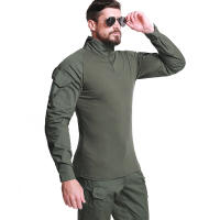 Camisa De Combate Para Hombre Con Manga Larga Y Cierre De 1/4 En Poliéster Y Algodón Ropa Táctica De Color Azul Marino Y Camuflaje Para Airsoft - details 10