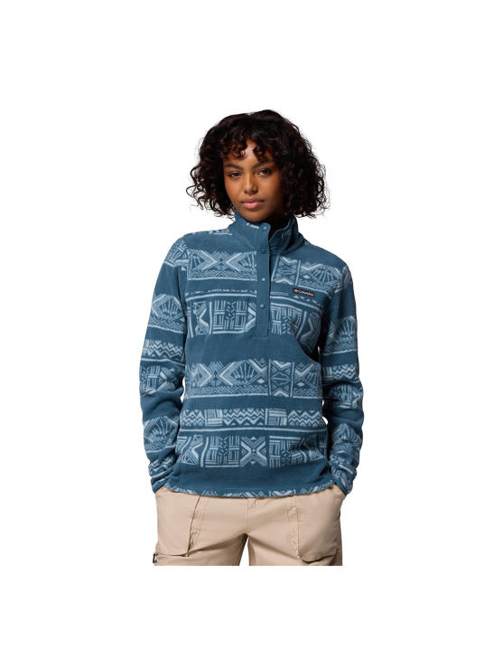 Sudadera Columbia Benton Springs Printed 1/2 Snap para Mujer - Forro Polar MTR de Filamento de 250 g, Ideal para Toda Temporada, Diseño Atemporal en Azul-429, Perfecta para Abrigarte con Estilo y Como