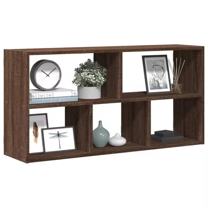 vidaXL Estante de pared madera ingeniería 100x25x50 cm en color Roble ahumado/Roble Sonoma/Negro y más | práctico organizador multiusos diseño compacto funcional - 1