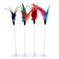 Juguete Interactivo Para Gatos Con Pluma De Color Multicolor Varilla De Feathers Con Ventosa De Sución Divertida Para Entretenimiento De Mascotas - details 7