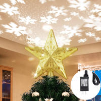 Decoración De Árbol De Navidad 3D Estrella Plateada Con LED Giratorio Proyector De Escarcha Luces Colgantes Para Fiesta Navideña - details 19