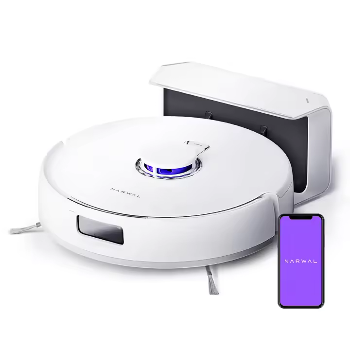 Aspiradora y trapeador robot Narwal Freo X Plus con vaciado de polvo incorporado, potente succión de 7800Pa, cepillo flotante sin enredos, control por Alexa/Google Assistant/APP, ideal para pelo de mascotas y suelos duros de madera - 1