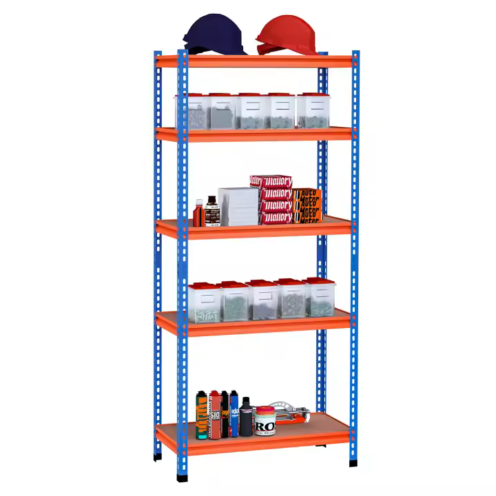 HOMCOM Estantería Metálica de Almacenaje 80x40x182 cm con 5 Niveles Ajustables en Altura Carga Máxima por Estante 300 kg para Almacén Garaje Taller Azul y Naranja - 1
