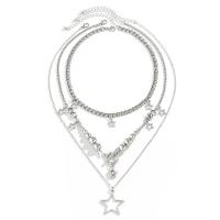 Juego De 3 Collares Pendentivo Estrella Vintage Plateado Para Mujer Joyería Gótica Con Cuentas CCB Y Hebilla OT Aesthetic Regalo - details 5