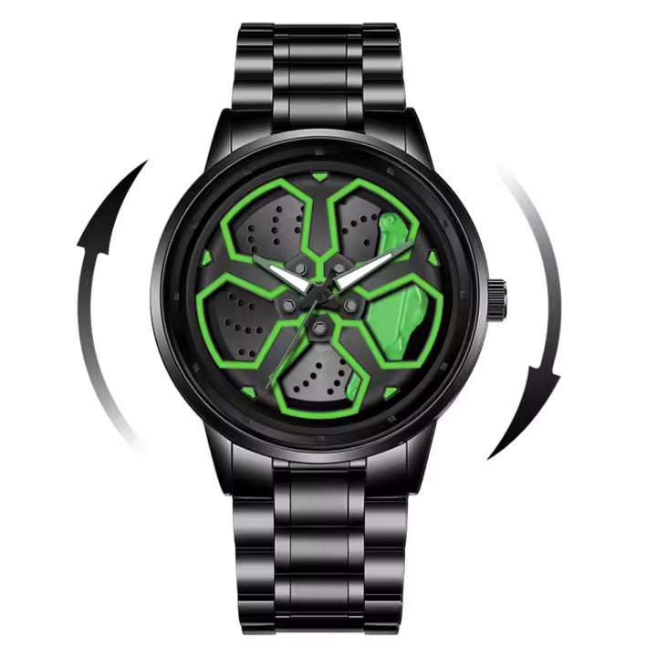 Reloj De Hombre Original Rotativo En Acero Inoxidable Estilo Deportivo Y Moda Negro Resistente Al Agua Y Al Choque Movimiento De Cuarzo Reloj Top Para Hombres - 1