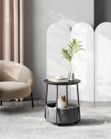 Mesa Auxiliar Redonda con Cesta de Tela - Espaciosa Mesa Lateral para Salón, Dormitorio o Mesita de Noche, Estilo Moderno, Disponible en Varios Colores - details 44