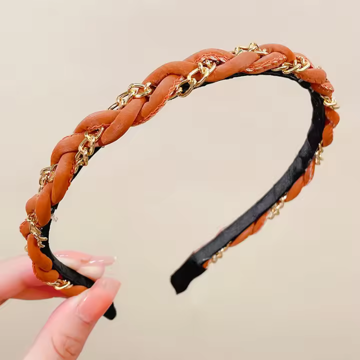 Nueva Diadema Para Mujer Con Cadena Y Borde Delgado Elegante Accesorio De Pelo De Moda Decorativo Unisex Para Todas Las Estaciones - 1