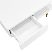 Mesa de Centro cuadrada Blanca DE ALTO Brillo con dos compartimentos, Dos compartimentos y patitas de color Dorado-70x70x36 cm - Capacidad de carga hasta 30 kg - details 5