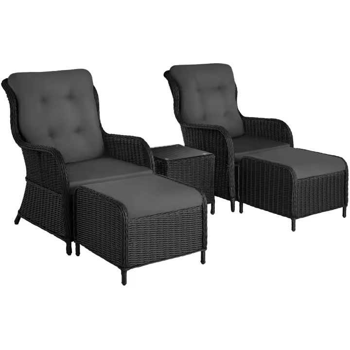 Tectake - Conjunto de ratán Benissa, Cómodo conjunto de ratán con diseño moderno y curvo, Trenzado de ratán sintético de gran calidad con resistencia a la intemperie, Bastidor robusto de aluminio ligero - 1