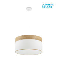 Fabrilamp - Colgante Cloe 2xE27 Blanco/blanca-madera Clara Regx50x50 cm - details 0
