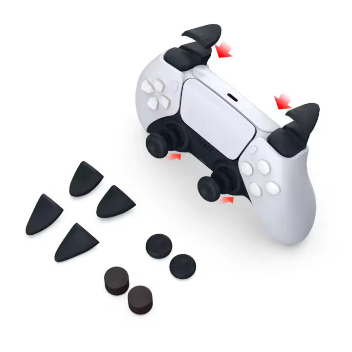 Grips para PS5 DualSense mando PlayStation 5, thumbsticks prologador de joysticks y gatillos, mejora la precisión y control, L2 R2 de repuesto botones, antideslizante grip, funda sticks reemplazo para PS5 - 1