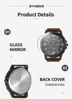 Reloj De Cuarzo Para Hombre Estilo Deportivo Y Retro Con Correa De Cuero Adecuado Para Estudiantes Y Negocios Sin Movimiento Métrico Nueva Moda SYNOKE - details 8