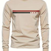 Camiseta De Algodón Puro 100% Para Hombre Estampado De PARIS Cuello Redondo Manga Larga Cómoda Y Casual Para El Verano - details 10