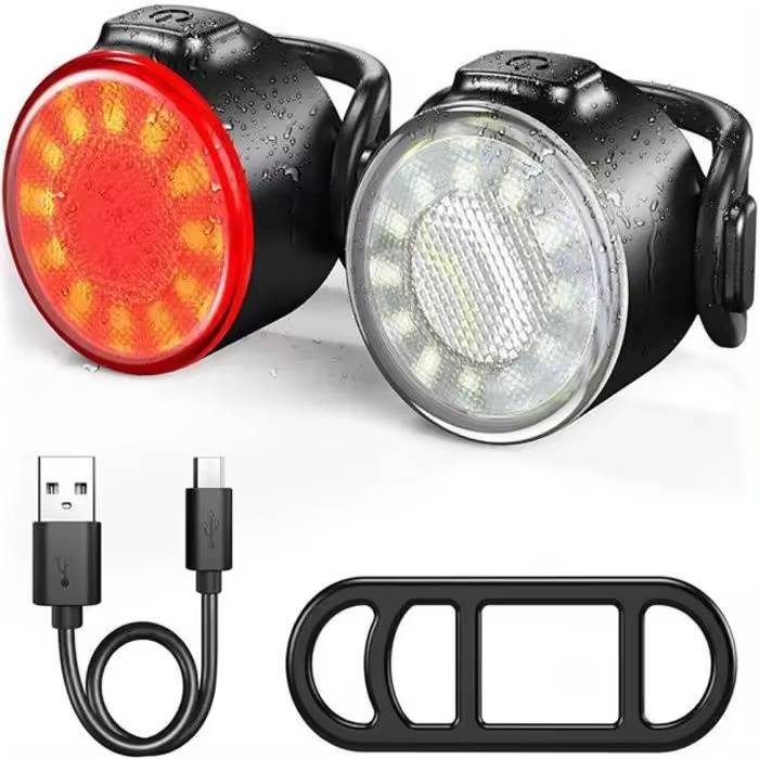 Juego de luces para Bicicleta, recargable por USB, Luz trasera y trasera, IPX5, resistant to Agua, 6 Modos de Brillo, Luz LED - 1