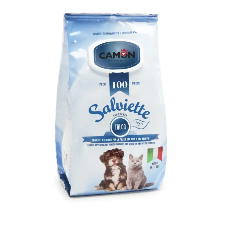 Camon Toallitas de Limpieza para Perros-Talco-Formato Maxi 3x100 piezas. Total 300 toallitas. - 1