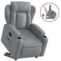 vidaXL Sillón reclinable elevable de tela Gris claro, Gris oscuro, Negro Sillon Dormitorio Sillon Comodos Silla Relax Sillón Sofá - details 8
