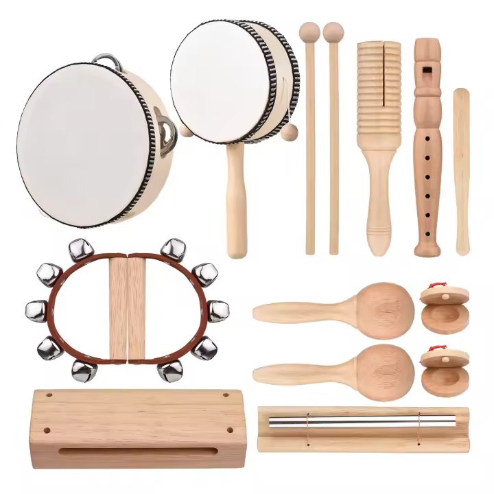 Juego De 13 Instrumentos Musicales Para Niños Con Bolsa De Transporte Instrumentos De Percusión De Madera Educativos Para Niños Pequeños Regalos - 1