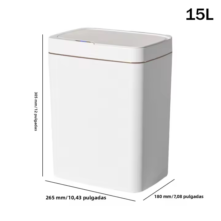 Bandeja De Basura Inteligente 15/18L Con Sensor Automático Y Sensor De Movimiento Silencioso Y Resistente Al Agua Para Cocina Baño Dormitorio - 1