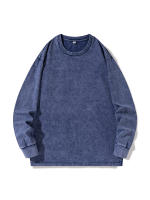 Camiseta De Algodón Grueso Para Hombre Retro Y Amplia Estilo Coreano Y2K Con Mangas Largas Y Cuello En V Para La Calle Alta - details 18