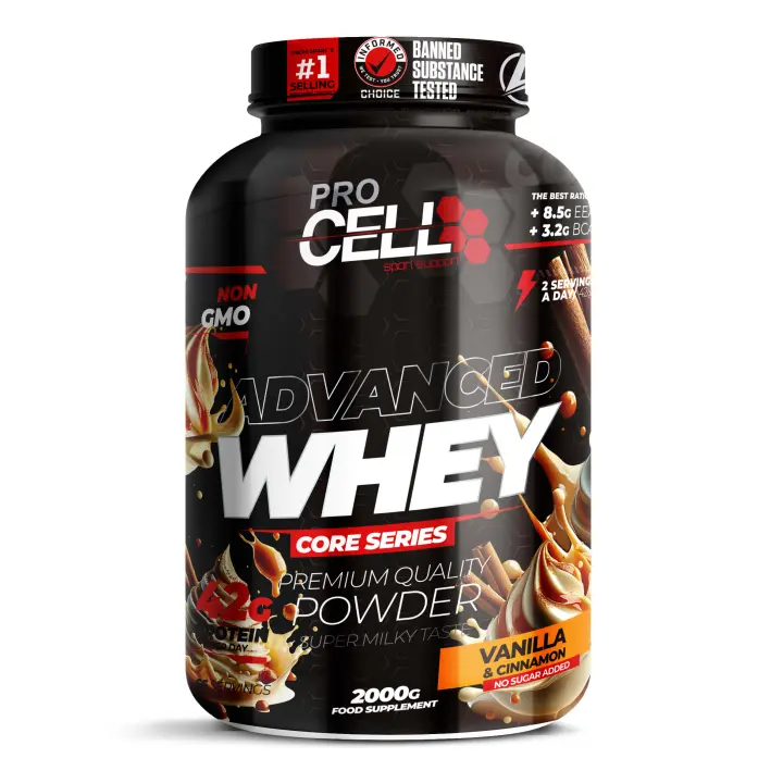 Proteina Concentrada - Whey Core 2 KG Vanilla & Cinnamon Procell Sport -  Proteína de Suero, Bajo en Carbohidratos y Grasas - 1