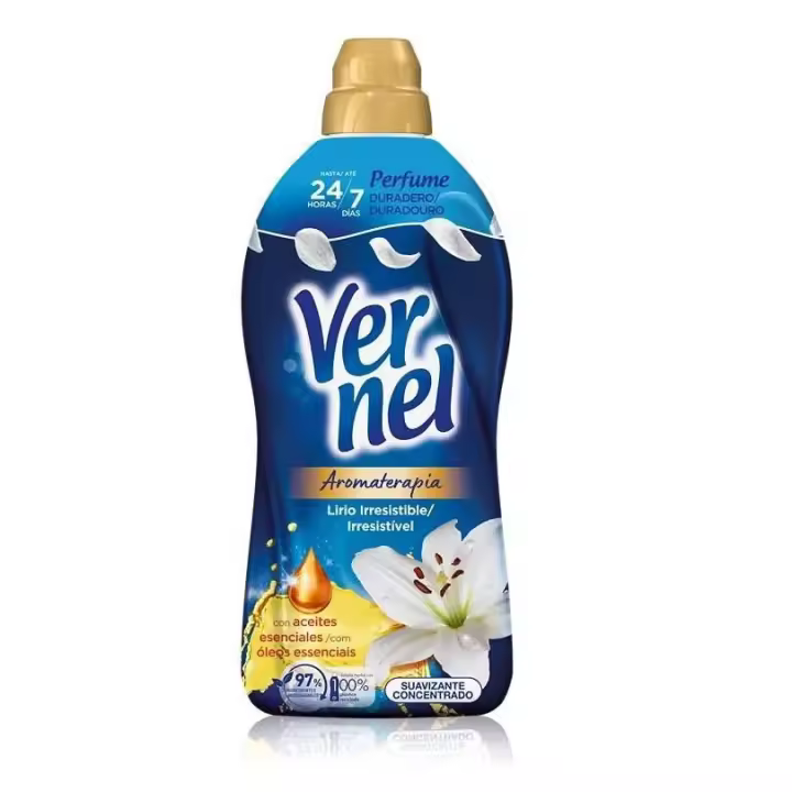 PACK de 8 -  VERNEL Suavizante concentrado aromaterapia lirio irresistible 60 lavados 1,080 litros PACK de 8 x 480 lavados - 1