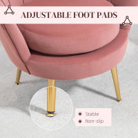 HOMCOM Butaca de Salón Tapizada en Terciopelo Sillón Butaca de Dormitorio con Respaldo en Forma de Concha y Patas Doradas para Comedor 76x67x74 cm - details 3