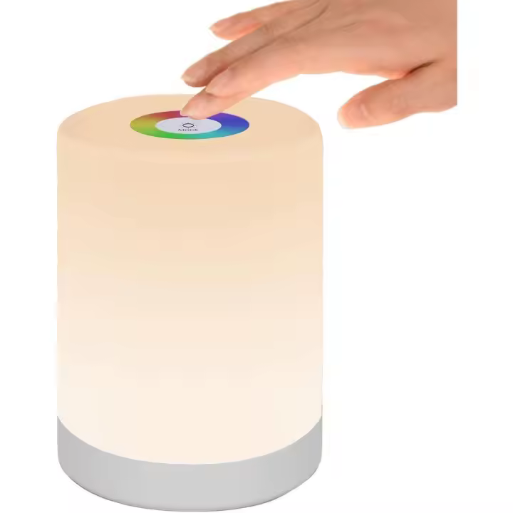 Luz de noche LED, lámpara de mesa de noche inteligente, control táctil regulable USB recargable, portátil, para niños, dormitorio, camping - 1